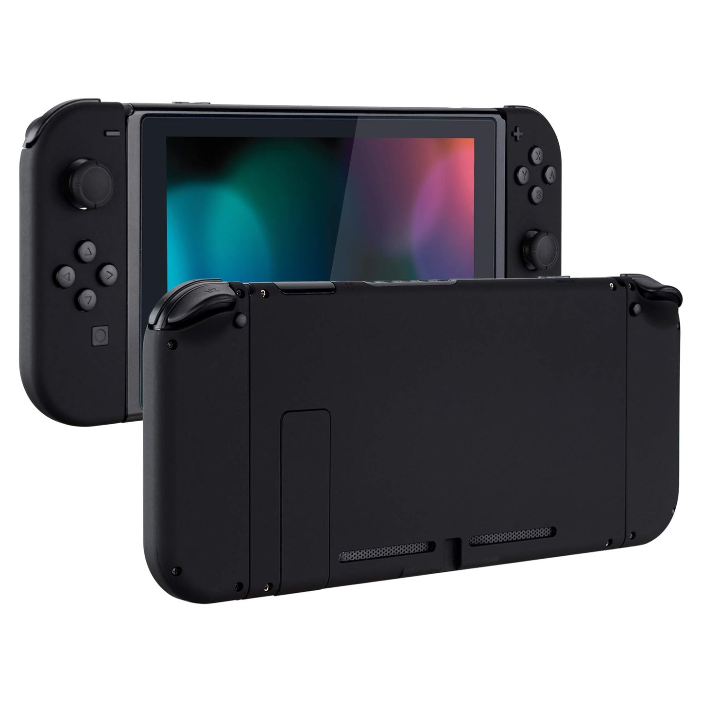 eXtremeRate DIY Replacement Shell Buttons for Nintendo Switch  Soft Touch Back Plate for Switch Console  Custom Housing Case with Full Set Buttons for Joycon Handheld Controller - Black