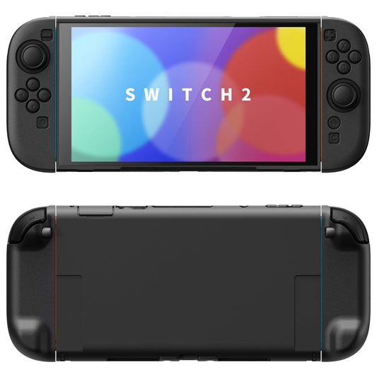 PlayVital Protective Case for Nintendo Switch 2 with Extra Stand & Thumb Grip Caps | Split Design  Dockable Hard Shell Cover for Nintendo Switch 2 | Solid Color Series  Black