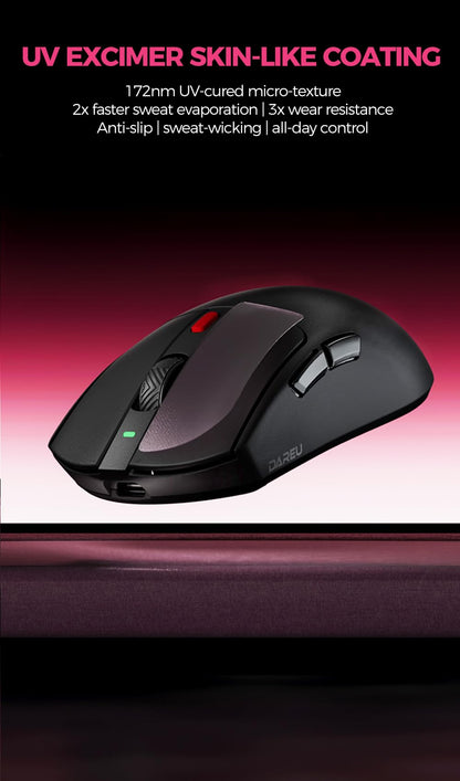 DAREU AE6 Pro Wireless Gaming Mouse, 30K Sensor, 59g Lightweight, Magenta, Dual 8K Polling, Programmable, Display Charging Dock