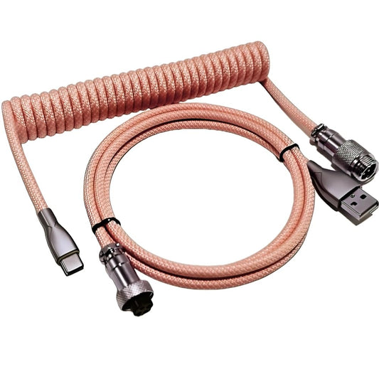 USB C Coiled Keyboard Cable - Custom 1.5ft Coil+3ft Extension Mechanical Keyboard Cable with Detachable Metal Aviator Nylon Braided USB C to USB A for Gaming Keyboard  PC Computer Gamer & Enthusiasts