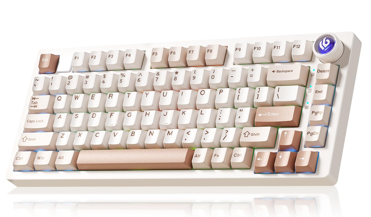 LEOBOG HI75CPro Mechanical Keyboards  RGB Backlit Tri-Mode BT5.0/2.4GHz/USB-C Gaming Keyboard  Hot Swappable Creamy Keyboard with PBT Keycaps for PC/Windows/iOS/Andriod - Turquoise Switch  Brown
