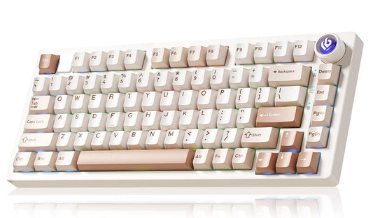 LEOBOG HI75CPro Mechanical Keyboards  RGB Backlit Tri-Mode BT5.0/2.4GHz/USB-C Gaming Keyboard  Hot Swappable Creamy Keyboard with PBT Keycaps for PC/Windows/iOS/Andriod - Turquoise Switch  Brown