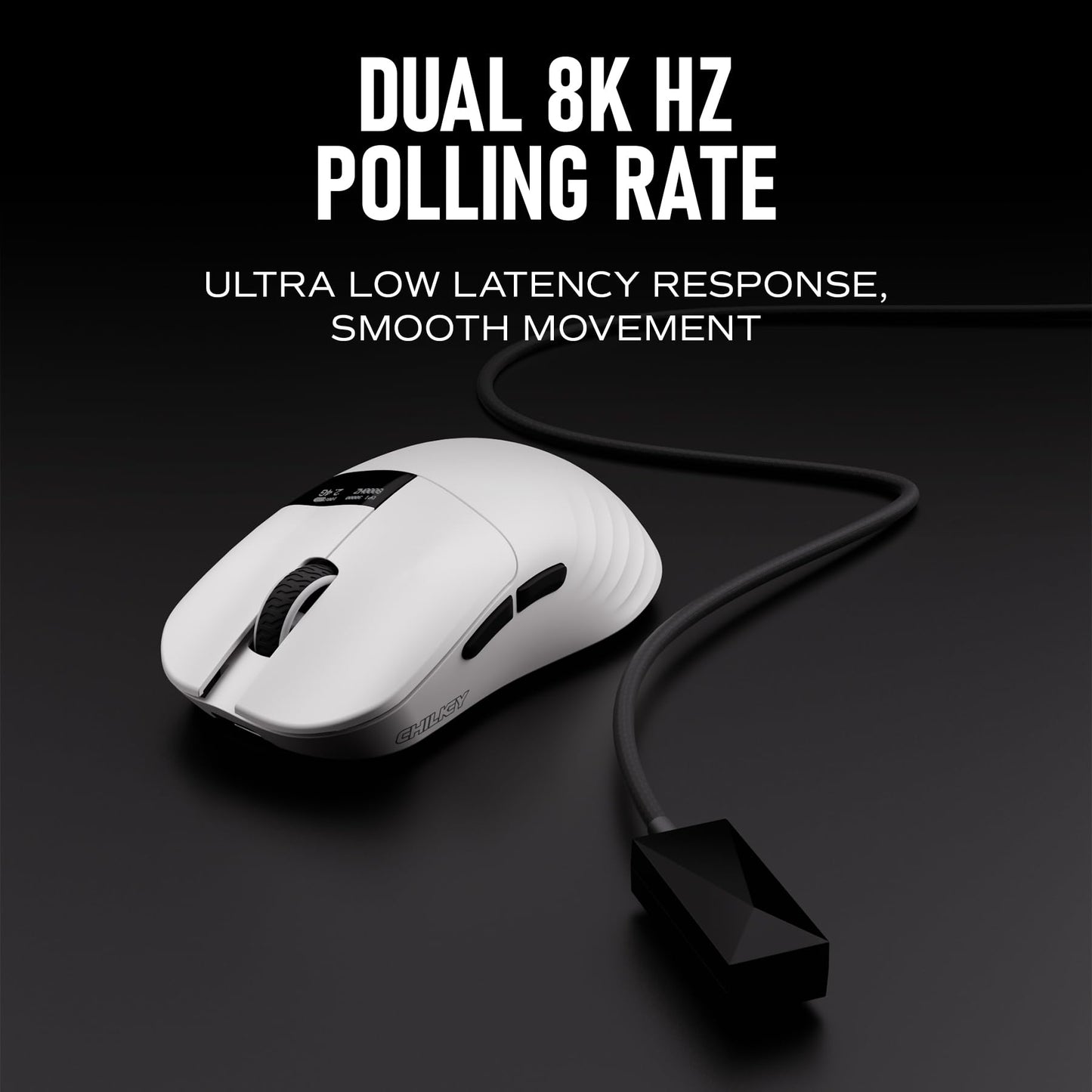 OOCTPK Wireless Gaming Mouse - 8K Dual Polling, 30000 DPI, Super Lightweight 49g, Tri-Mode (2.4G/USB-C/Bluetooth) - White