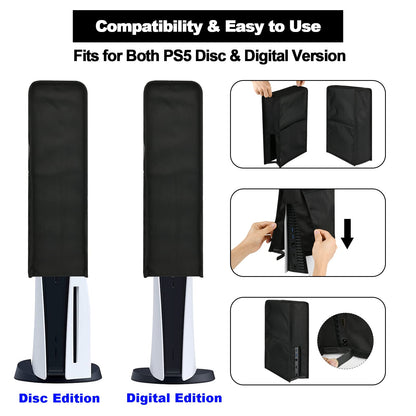 Cosmos PS5 Dust Cover - Anti Scratch & Waterproof Sleeve with Side Pockets, Black, Model GAME-DUST-COVER