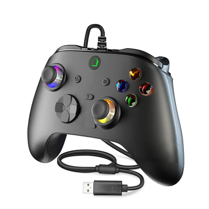conwin Wired Game Controller for X-BOX-1/PC, RGB LED, Turbo, Programmable, Vibration, Black
