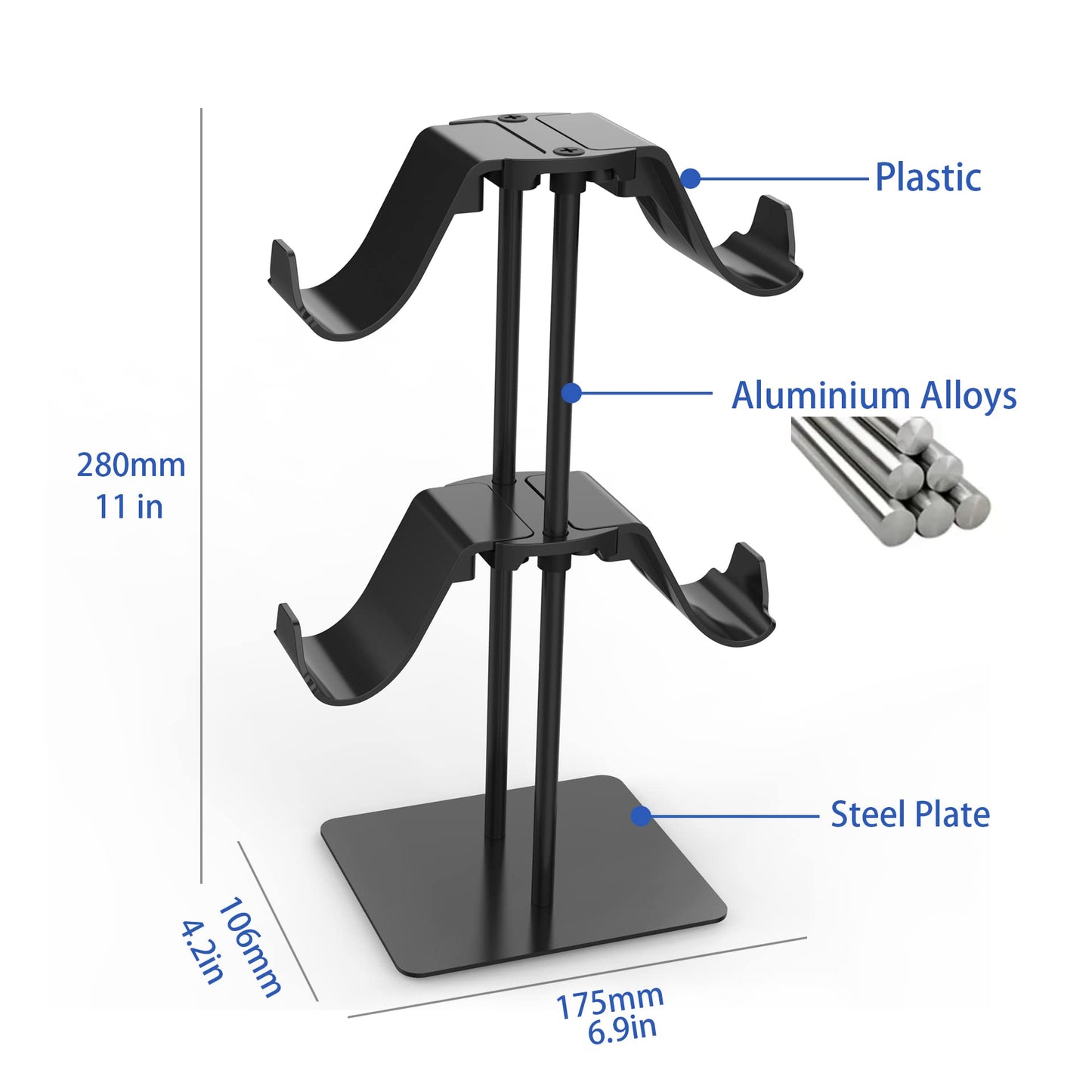 Monzlteck Desktop Controller Holder for PS4/PS5/Xbox ONE/Switch Pro, Metal, Black, Gaming Accessories
