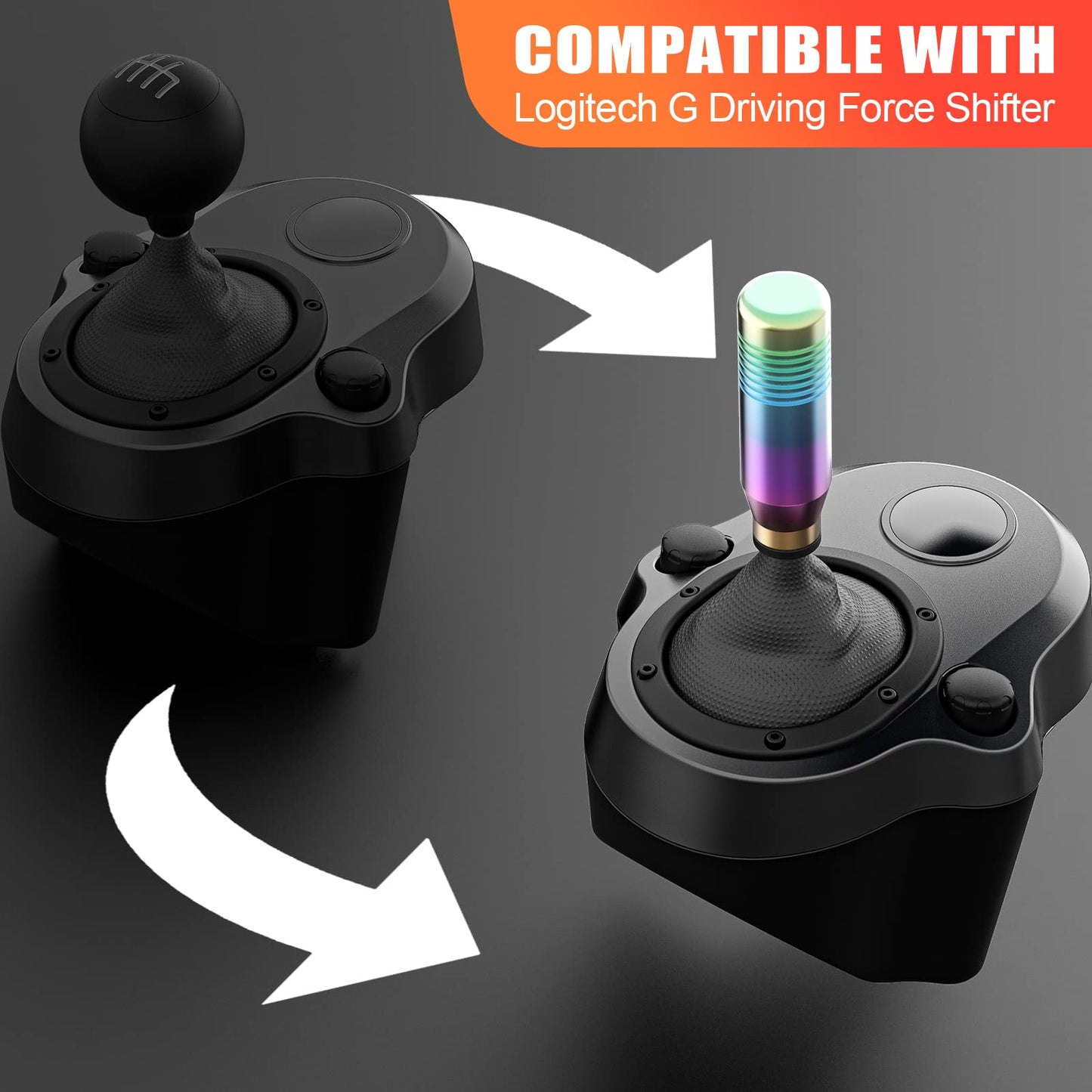 aikeec Gear Shifter Knob for Logitech G27 G29 G920 G923 - Aluminum Neon Color Adapter Included