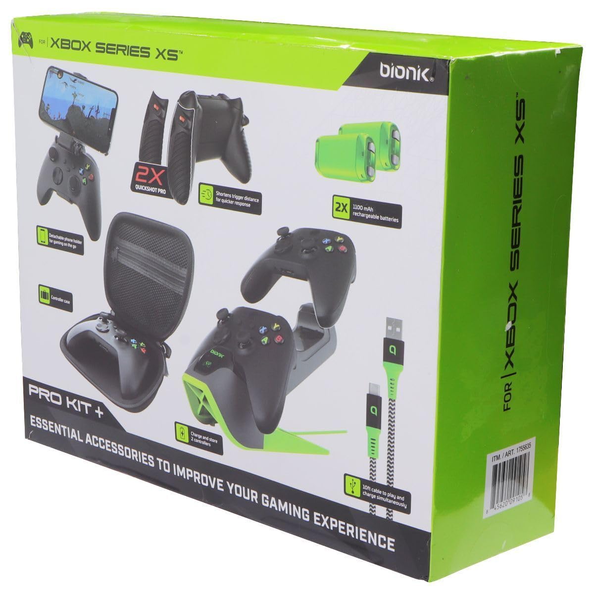 Bionik Xbox Series X/S Pro Kit + 2X Quickshot Pro 1100 mAh Batteries Station