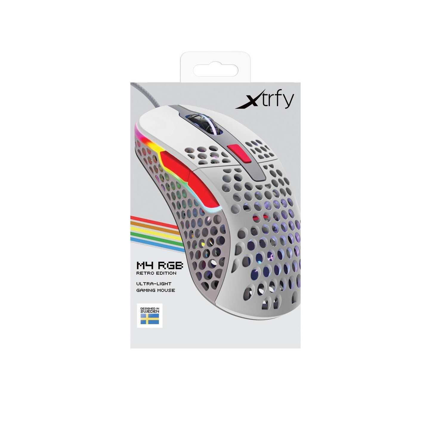 Xtrfy M4 RGB Ultra-Light Gaming Mouse - Pixart 3389 Sensor, Right-Handed Design, Retro/Grey, Model XG-M4-RGB-RETRO