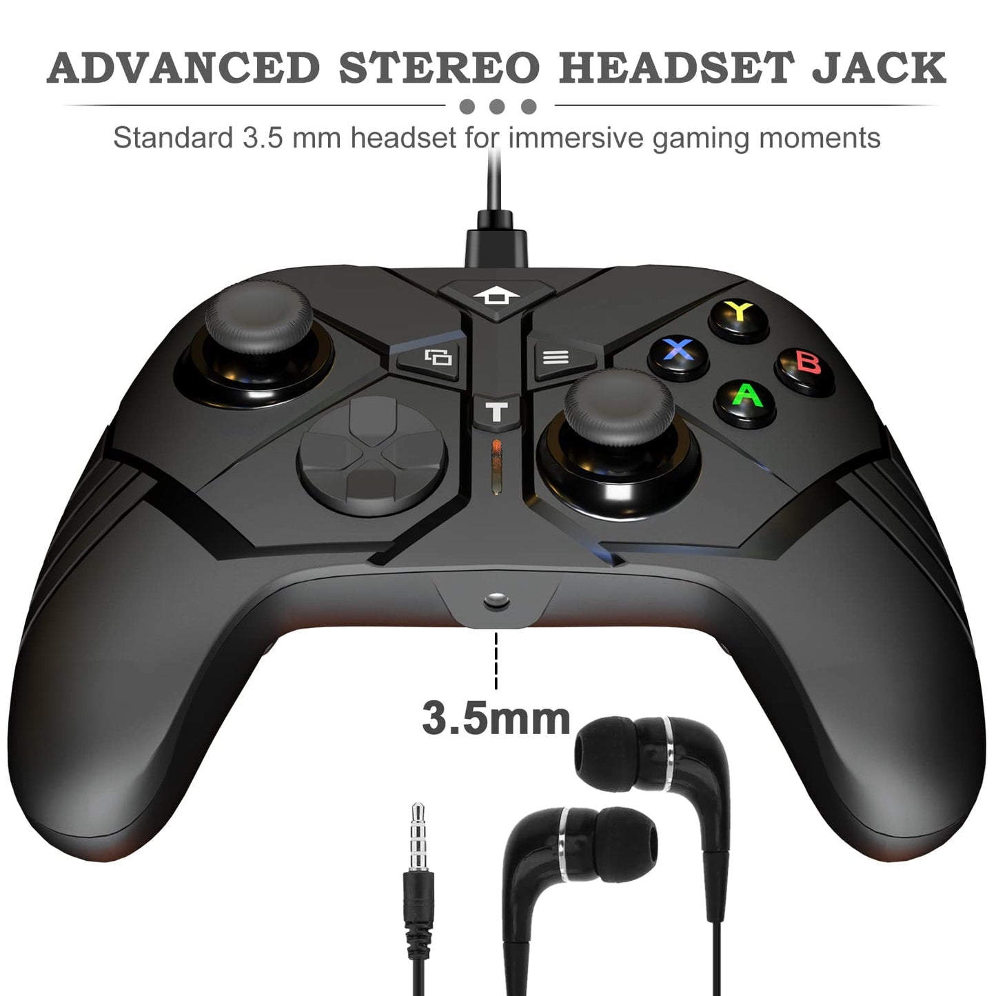 SWVOE Wired Game Controller for X-one Series/X/S & PC, Turbo Function, 3.5mm Audio Jack, Black