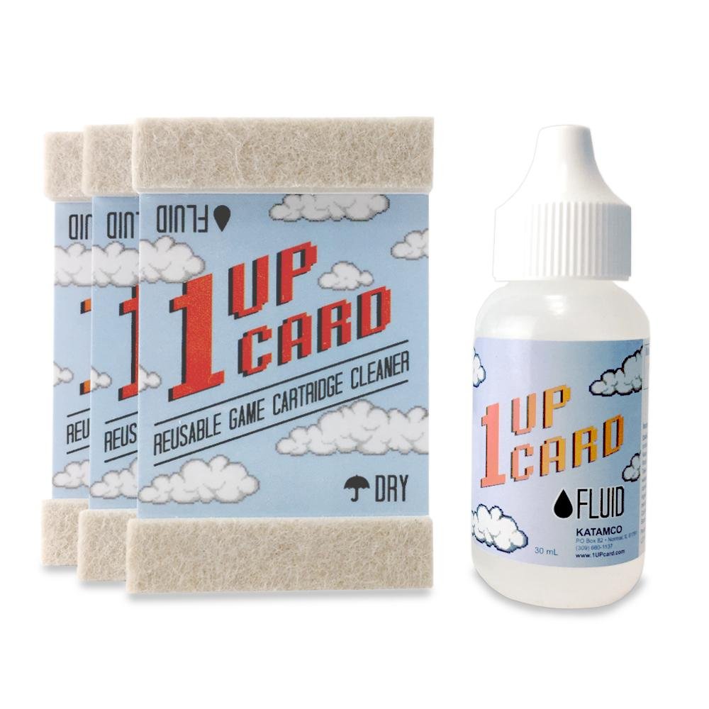 1UPcard Video Game refill unit Cleaning Kit | 3 Pack of Cards with Cleaning Fluid | Compatible With Nintendo  Super NES  Sega Genesis  N64  Gameboy  Atari & More