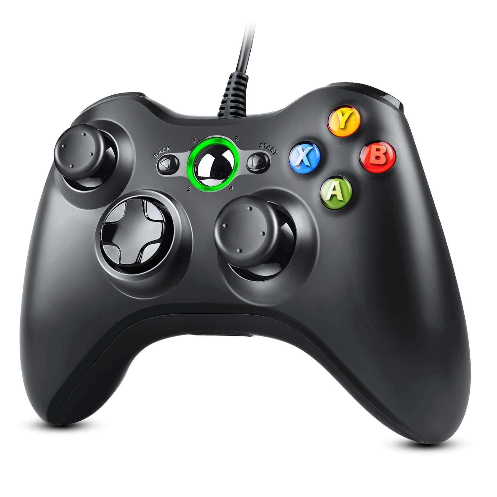 Zexrow Xbox 360 Controller  USB Wired Gamepad Joystick with Improved Dual Vibration and Ergonomic Design for Microsoft Xbox 360 & Slim & PC Windows 7/8/10(Black)