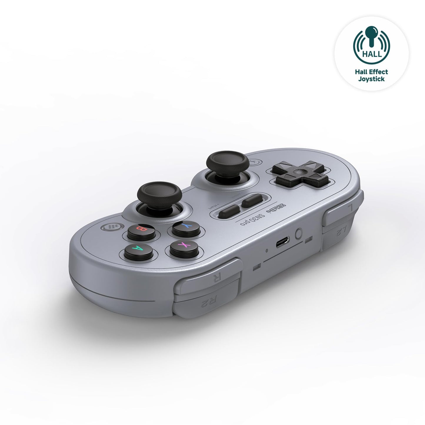 8Bitdo Sn30 Pro Wireless Controller - Hall Effect Joystick, Gray Edition for Switch, PC, Steam Deck, iOS, and Android