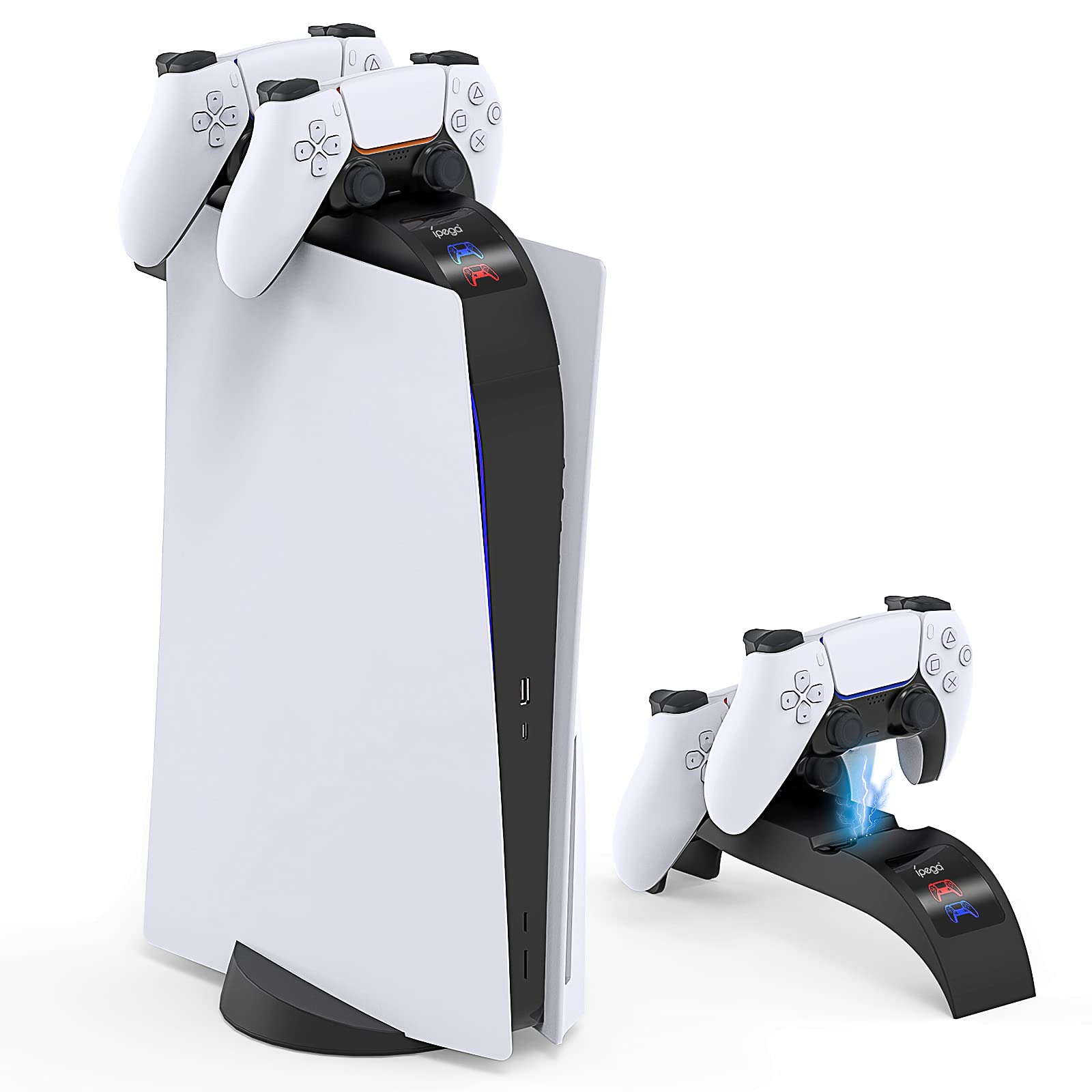 Controller Charging Station for PS5, Console Top Charger Dock for DualSense, Dual Fast Charging with LED Indicator, Safe Circuit