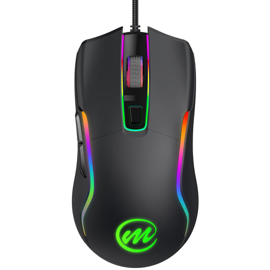 memzuoix Wired Gaming Mouse - 12800 DPI, RGB Lighting, Ergonomic Design, 6 Buttons, Black, C899