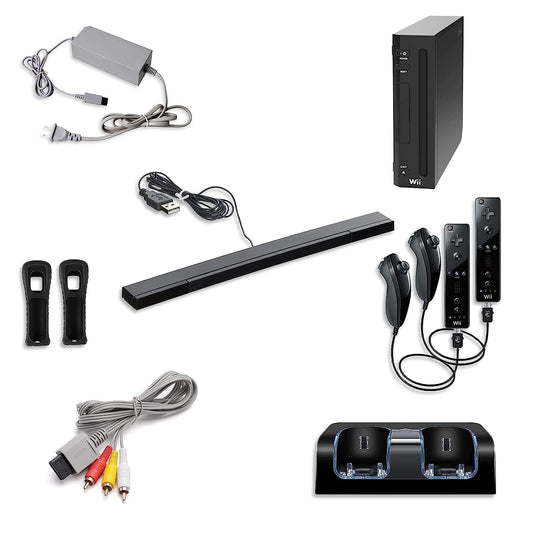 Nintendo Wii Console  Black Premium Bundle (Renewed)