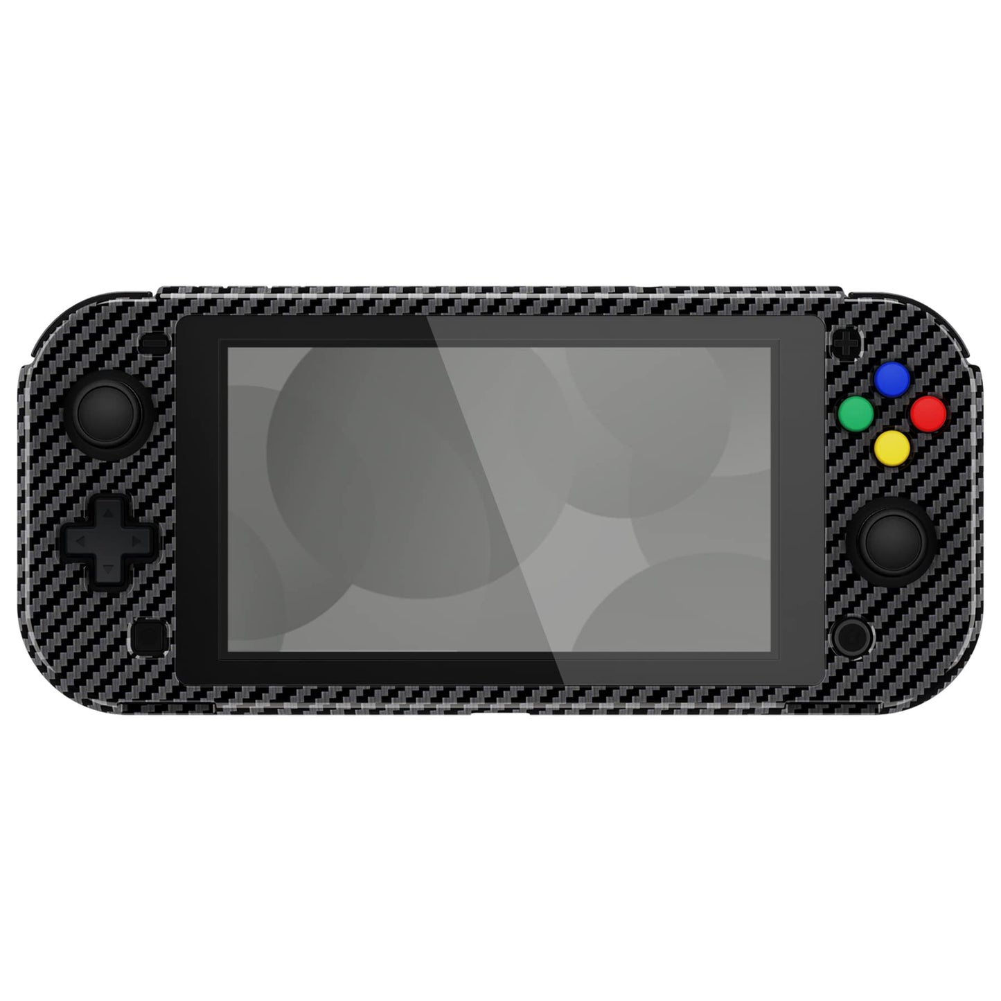 PlayVital ZealProtect Case for Nintendo Switch Lite - Hard Shell, Ergonomic Grip, Screen Protector, Graphite Carbon Fiber