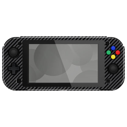 PlayVital ZealProtect Case for Nintendo Switch Lite - Hard Shell, Ergonomic Grip, Screen Protector, Graphite Carbon Fiber