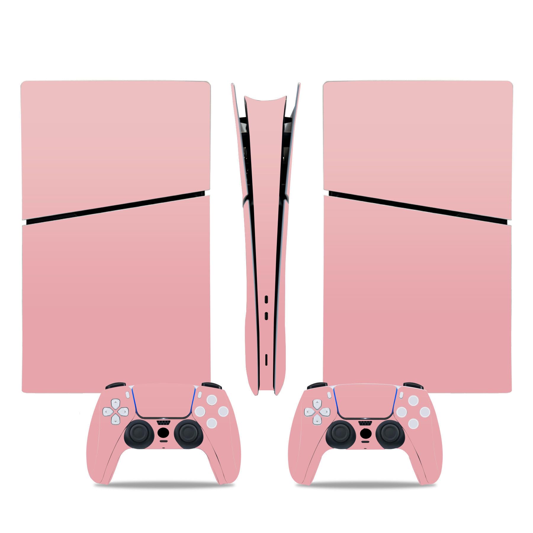 Skin Sticker for PS5 Slim Digital Console, Protective Cover Decal Wrap for Game Controller (Pink)
