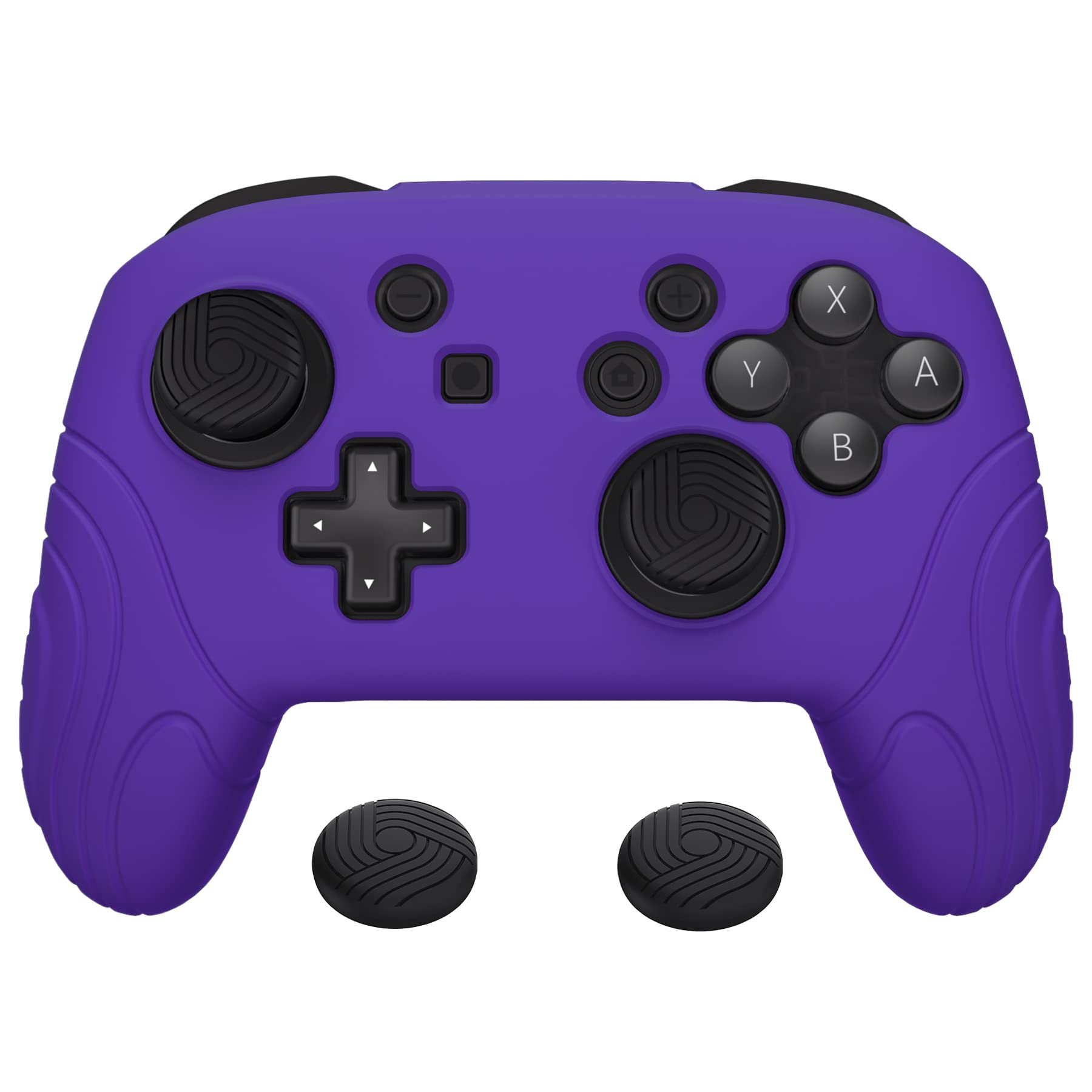 PlayVital Samurai Edition Ergonomic Silicone Skin Protective Case for Nintendo Switch Pro Controller  Soft Anti-slip Controller Grip Protector for Nintendo Switch Pro with Thumb Grip Caps - Purple