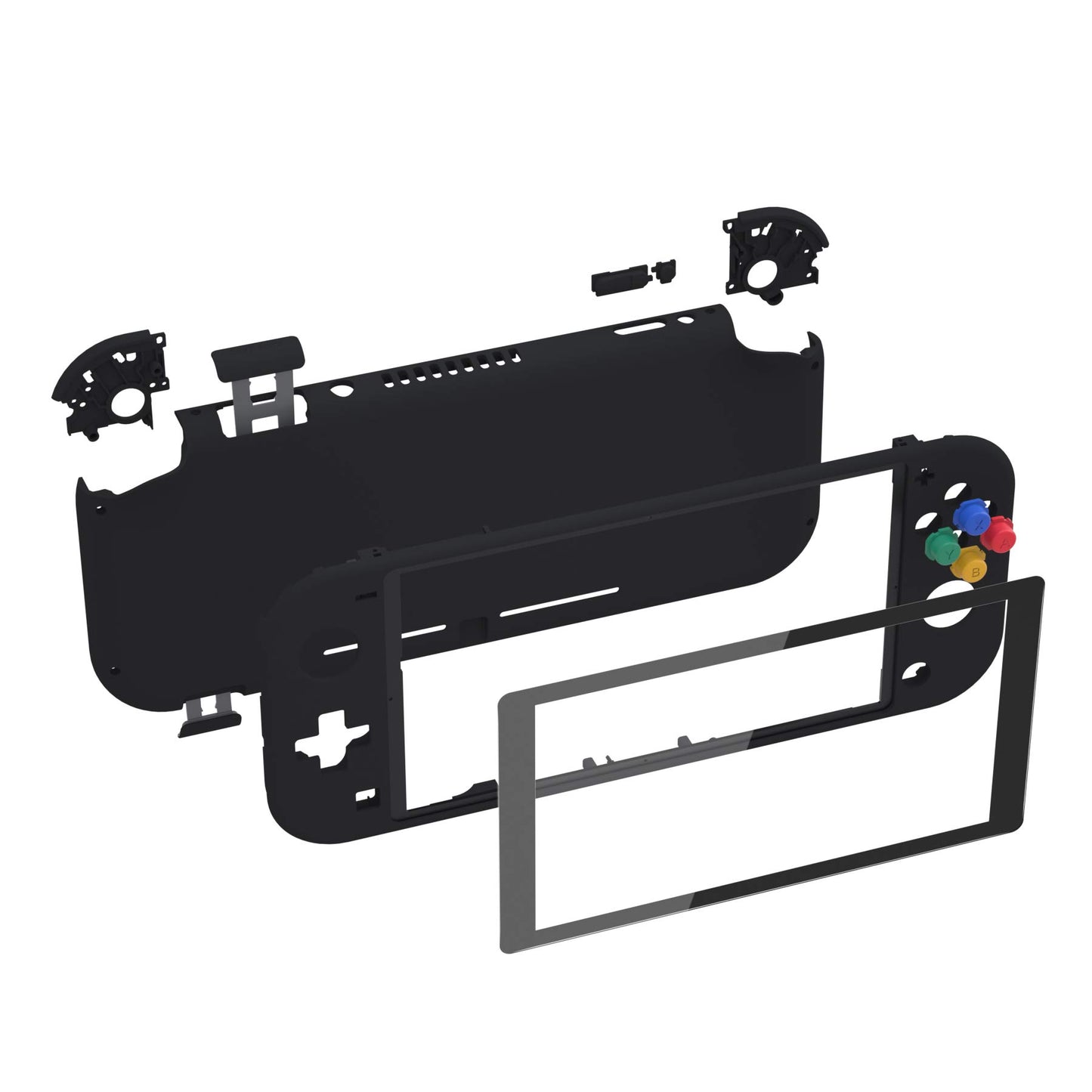 eXtremeRate Soft Touch Black Replacement Shell for Nintendo Switch Lite, ABS Material, Model DLP309, Custom Case Cover with Screen Protector