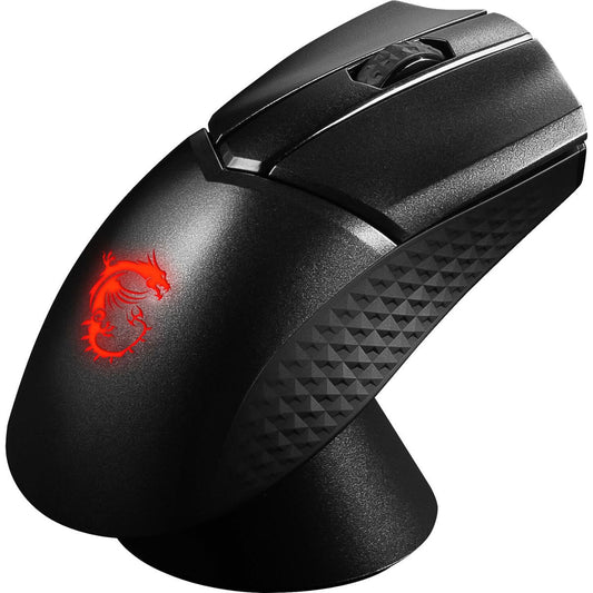 MSI Clutch GM31 Lightweight Wireless Ergonomic Gaming Mouse & Charging Dock, 12K DPI Optical Sensor, 60M Omron Switches, Fast-Ch