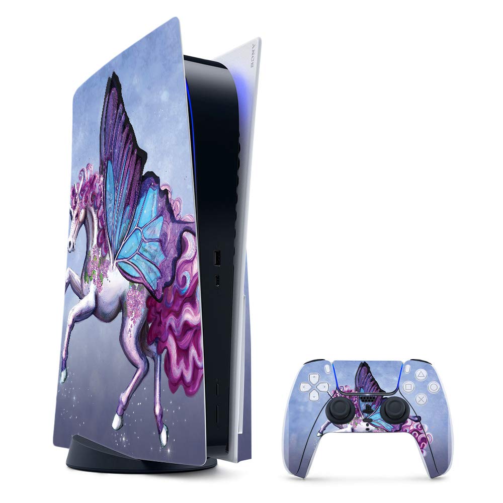MightySkins Skin Compatible With PS5 / Playstation 5 Bundle - Lilac Unicorn | Protective  Durable  and Unique Vinyl Decal wrap cover | Easy To Apply  Remove  and Change Styles | Made in the USA