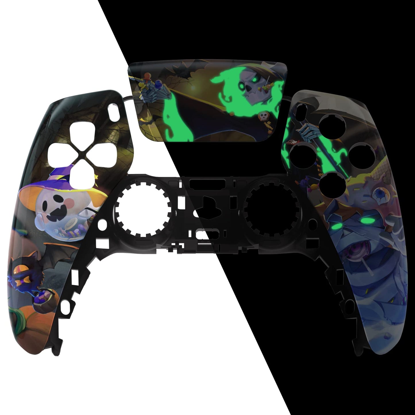 eXtremeRate Glow in Dark - Halloween Candy Night Touchpad Front Top Shell Compatible with ps5 Controller BDM-010 020 030 040 050  Replacement Shell & Touch Pad Cover Compatible with ps5 Controller