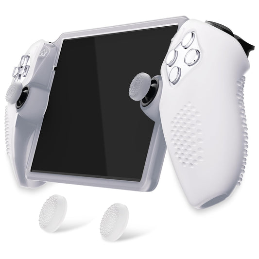 PlayVital Design for PS Portal Silicone Protective Case with Thumb Grips - Enhanced Grip Comfort | Anti-Slip 3D Studded Design | Full Protection Clear White