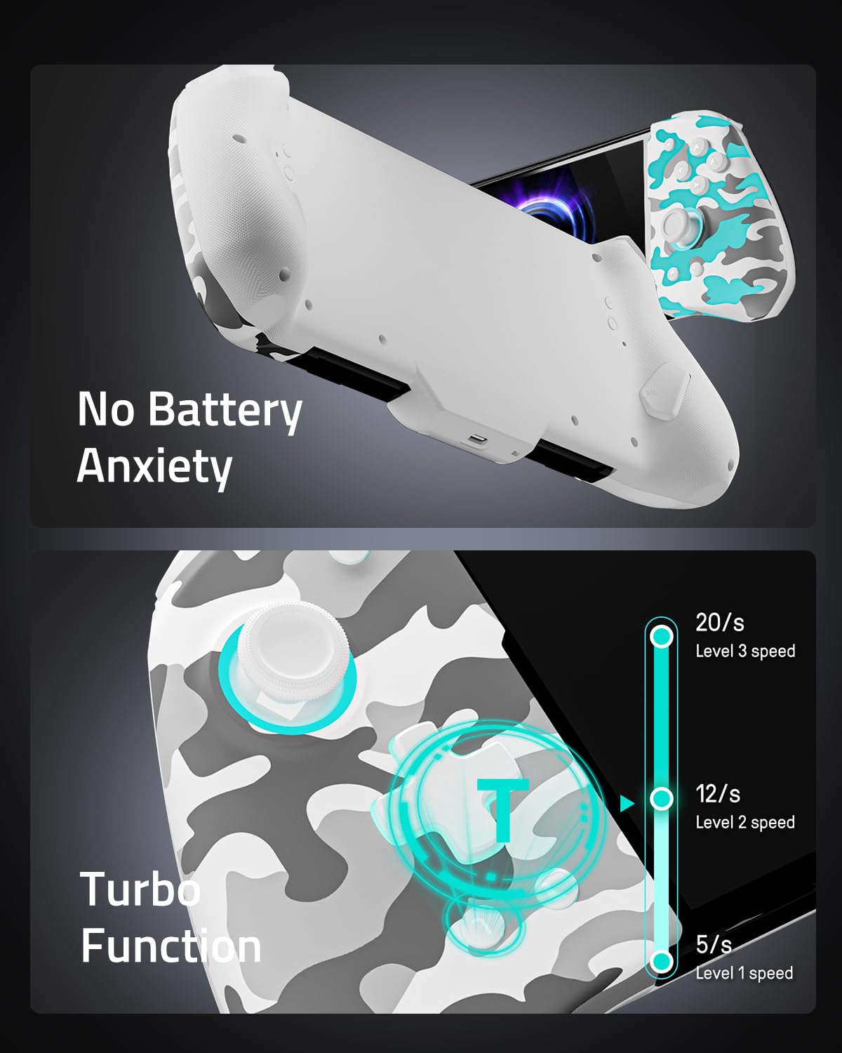 FUNLAB Switch Joypad Controller for Nintendo Switch, Camo White, Ergonomic, Customizable with Turbo and Mapping Features