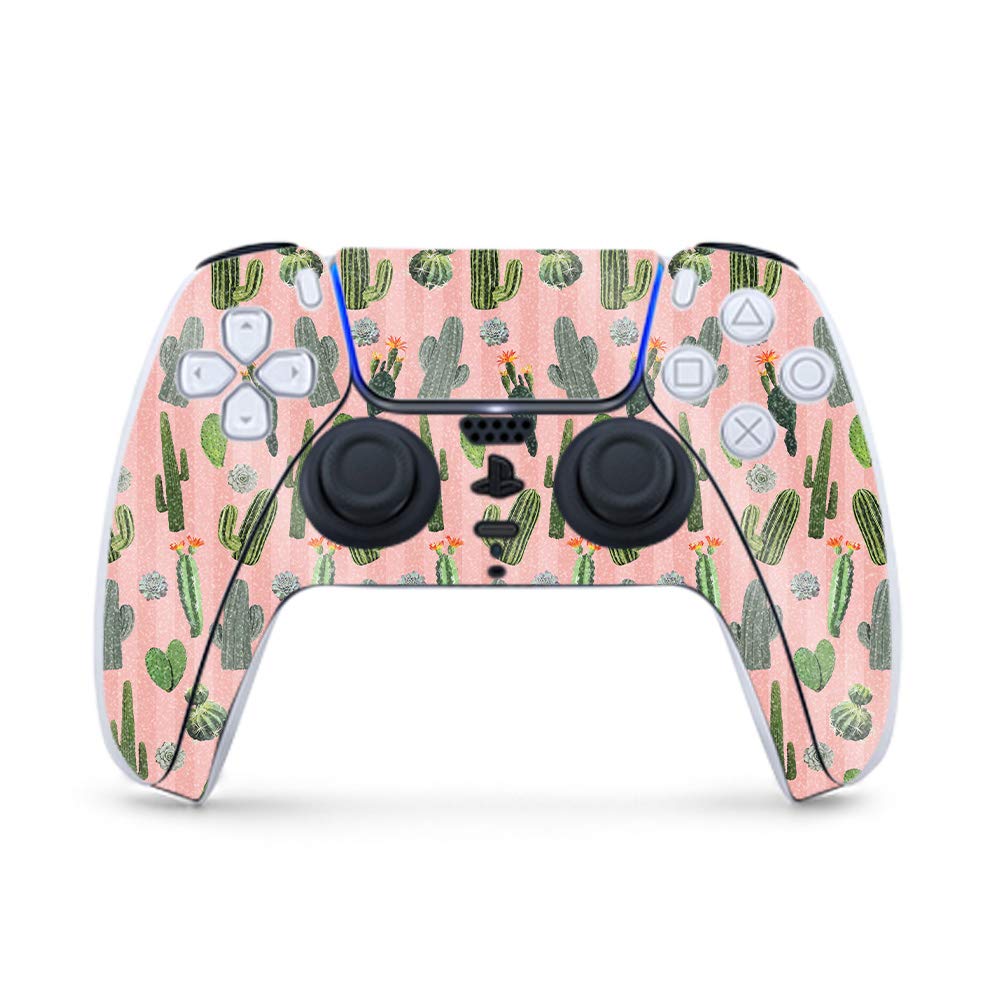 MightySkins Glossy Glitter Gaming Skin for PS5 / Playstation 5 Controller - Cactus Garden | Durable High-Gloss Glitter Finish | Easy to Apply and Change Style | Made in The USA