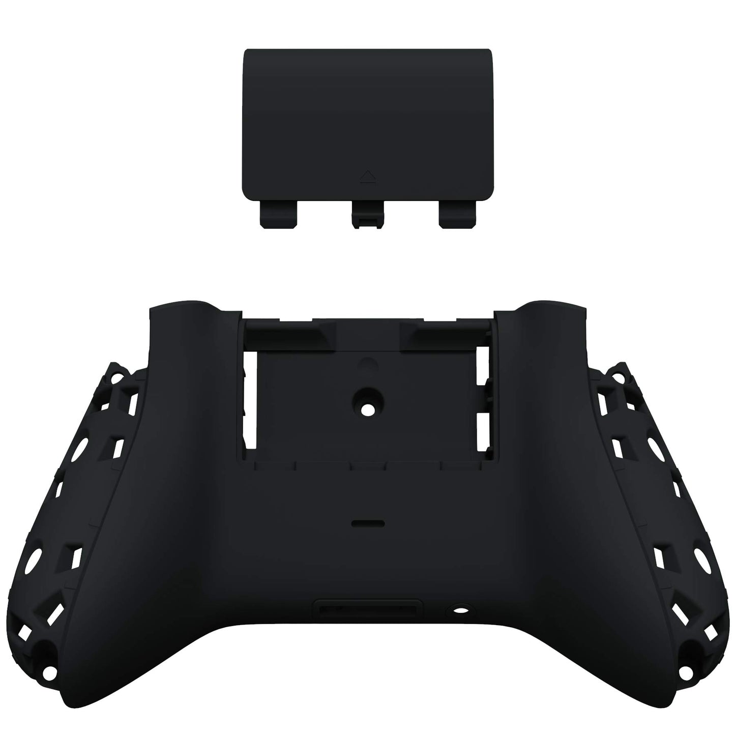 eXtremeRate Black Soft Touch Custom Bottom Shell for Xbox Series S/X Controller - Model BX3P309, Durable Plastic, Battery Cover Included