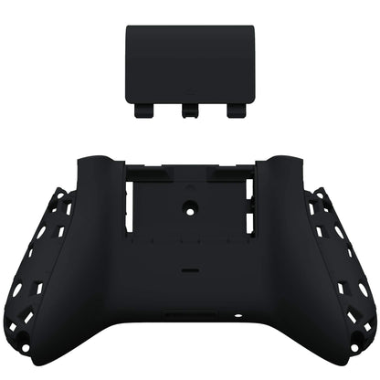 eXtremeRate Black Soft Touch Custom Bottom Shell for Xbox Series S/X Controller - Model BX3P309, Durable Plastic, Battery Cover Included