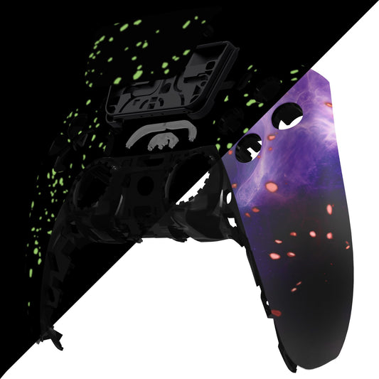 eXtremeRate Glow in Dark - Cosmic Camo Front Housing Shell with Touchpad Compatible with p s 5 Controller BDM-010 020 030 040 050  DIY Replacement Shell TouchPad Cover Compatible with p s 5 Controller