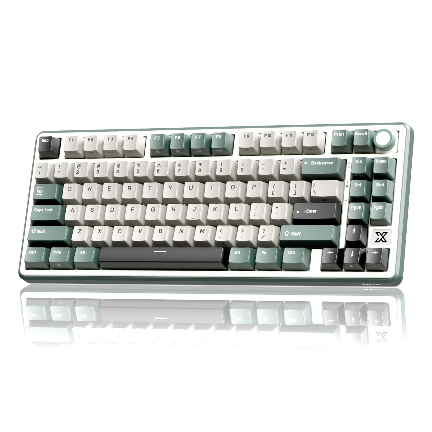 RK ROYAL KLUDGE X87 Gasket Mechanical Keyboard  75% Wireless Gaming Keyboard with Touchable X-Plate & Volume Knob  Bluetooth/2.4GHz/Wired  Hot Swappable RGB Backlit (Green  Light Switch)