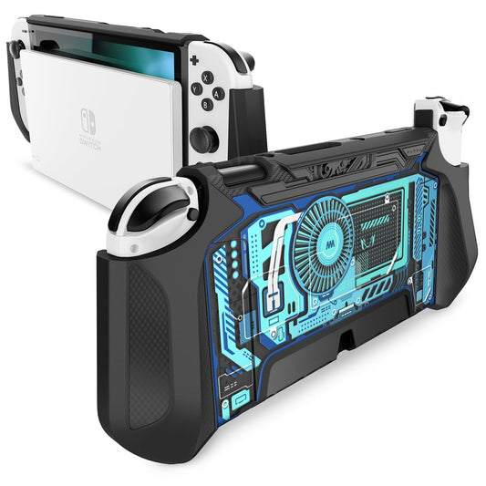 Mumba Dockable Case for Nintendo Switch OLED 2021  [Blade Series] TPU Grip Protective Cover Accessories Compatible with Nintendo Switch OLED 7 Inch and Joy-Con Controller (Marine)