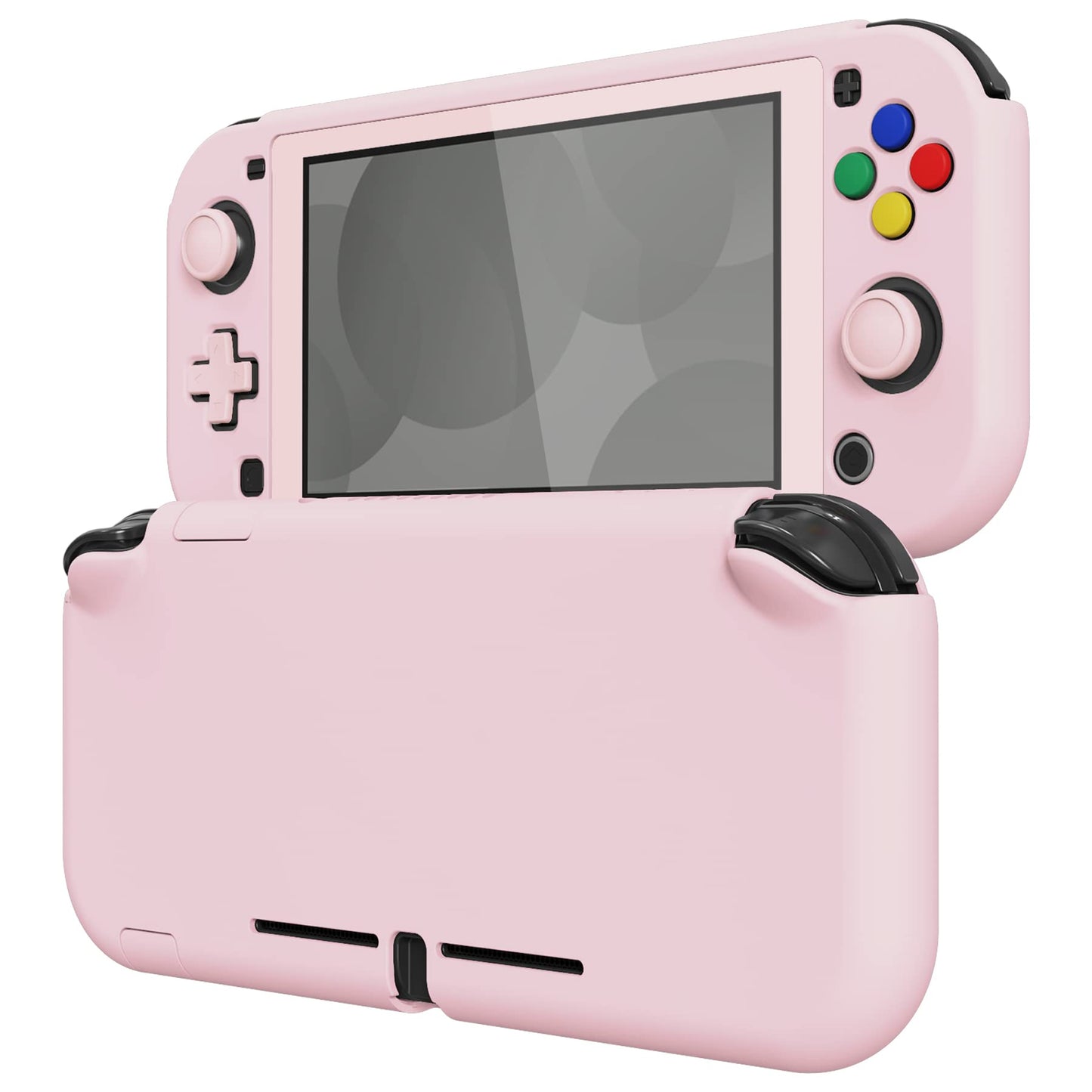 eXtremeRate PlayVital Protective Grip Case for Nintendo Switch Lite  Cherry Blossoms Pink Hard Cover Protector for Nintendo Switch Lite - 1 x White Border Tempered Glass Screen Protector Included