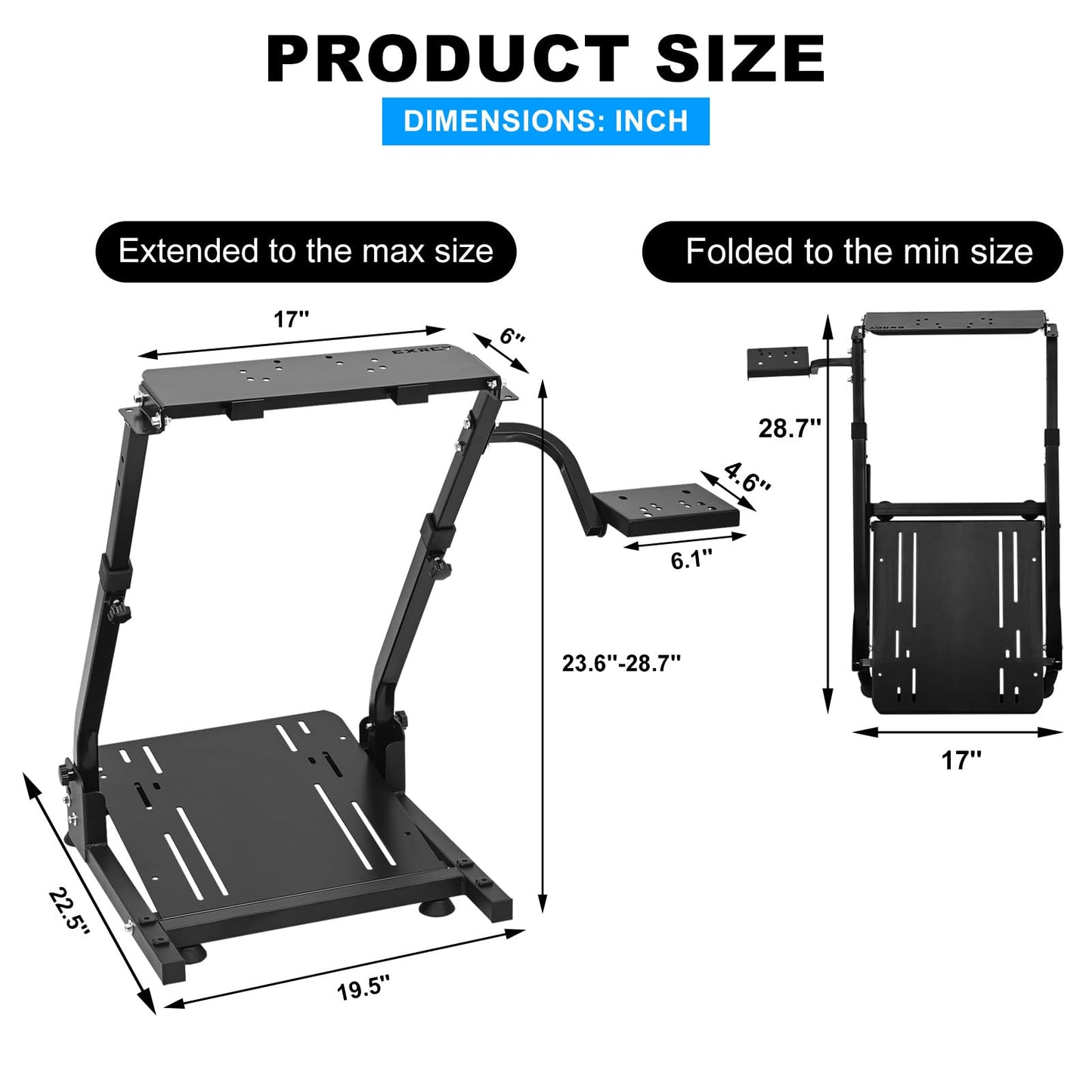 CXRCY Racing Wheel Stand - Height Adjustable & Foldable, Compatible with Logitech G920/G29/G27/G25, Black