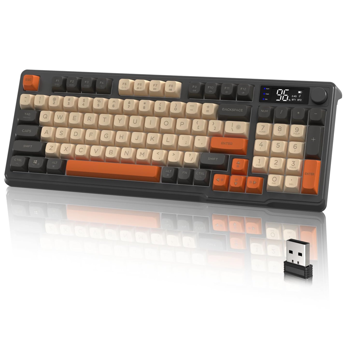 LexonElec M96 Wireless Gaming Keyboard, Bluetooth/2.4G, RGB Backlit, 94-Key Layout, PBT Keycap, Shimmer Finish