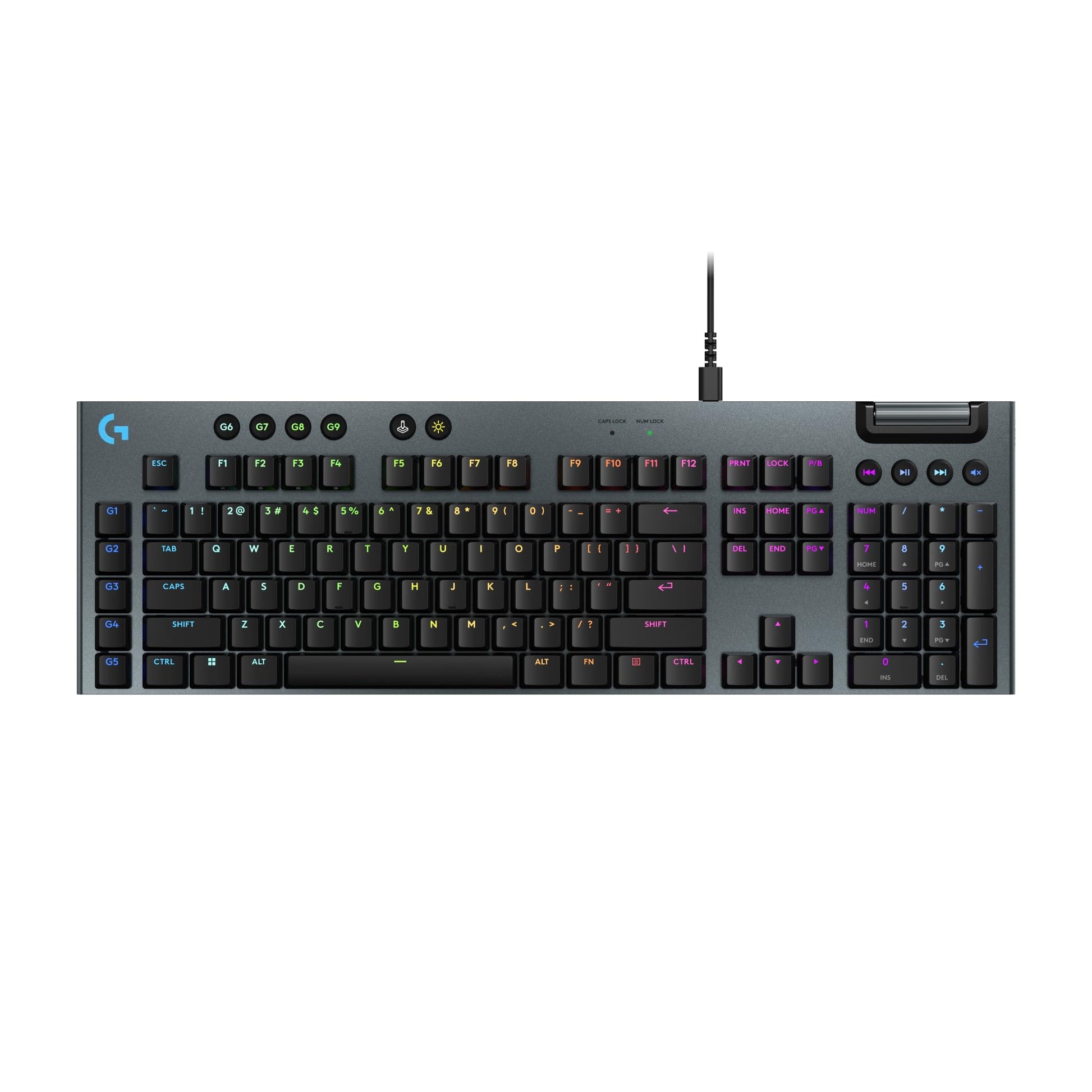 Logitech G915 X Wired Mechanical Gaming Keyboard  Double-Shot PBT Keycaps  Fully Programmable Keys  RGB Backlit Mac/PC Gaming Keyboards  Aluminum Finish  GL Linear Switches  Black
