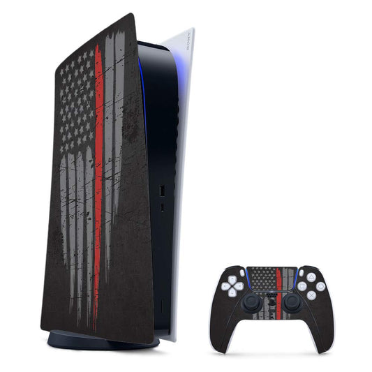MightySkins Gaming Skin for PS5 / PlayStation 5 Digital Edition Bundle - Thin Red Line | Protective Viny wrap | Easy to Apply and Change Styles | Made in The USA