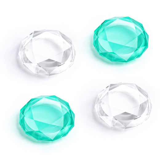 DLseego Diamond 3D Thumb Grips Caps Design for Switch & Switch Lite & Switch OLED Joy Con Crystal Clear Console Joystick Cover 4PCS - Clear and Green