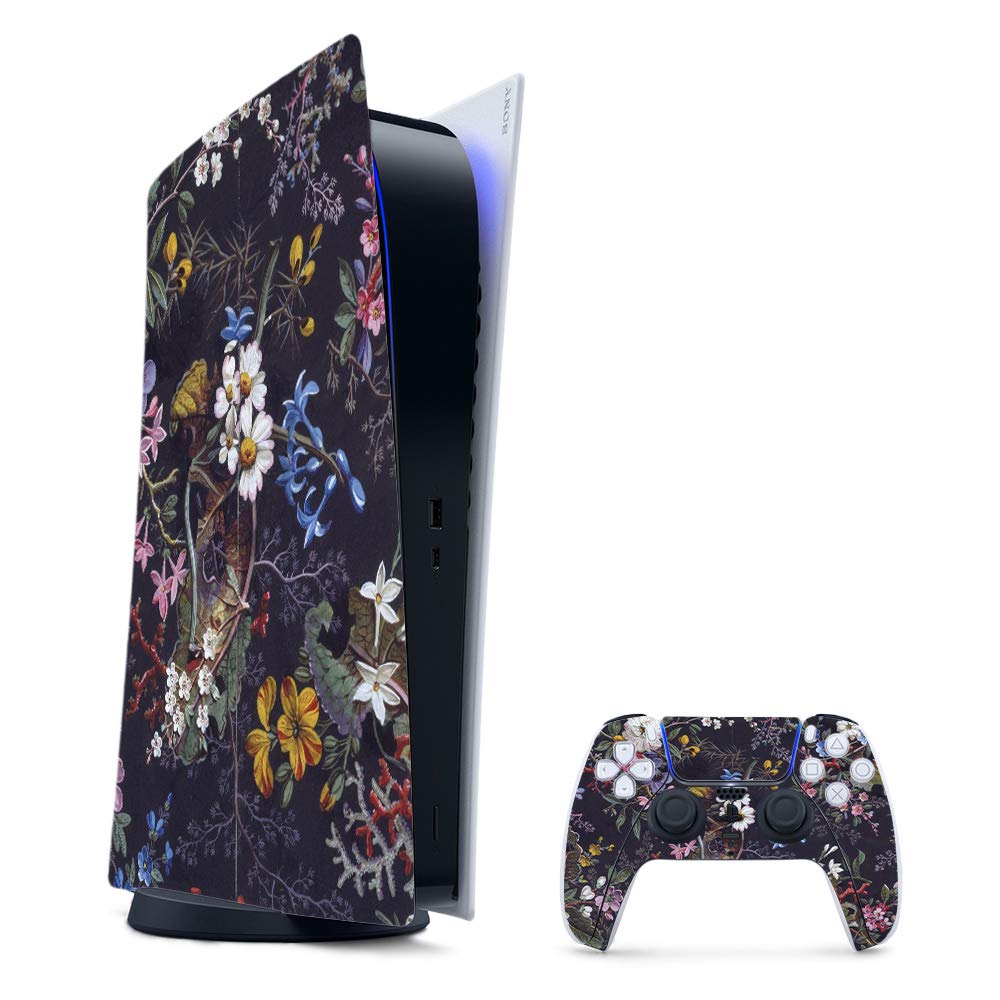 MightySkins Gaming Skin for PS5 / Playstation 5 Digital Edition Bundle - Midnight Blossom | Protective Viny wrap | Easy to Apply and Change Styles | Made in The USA
