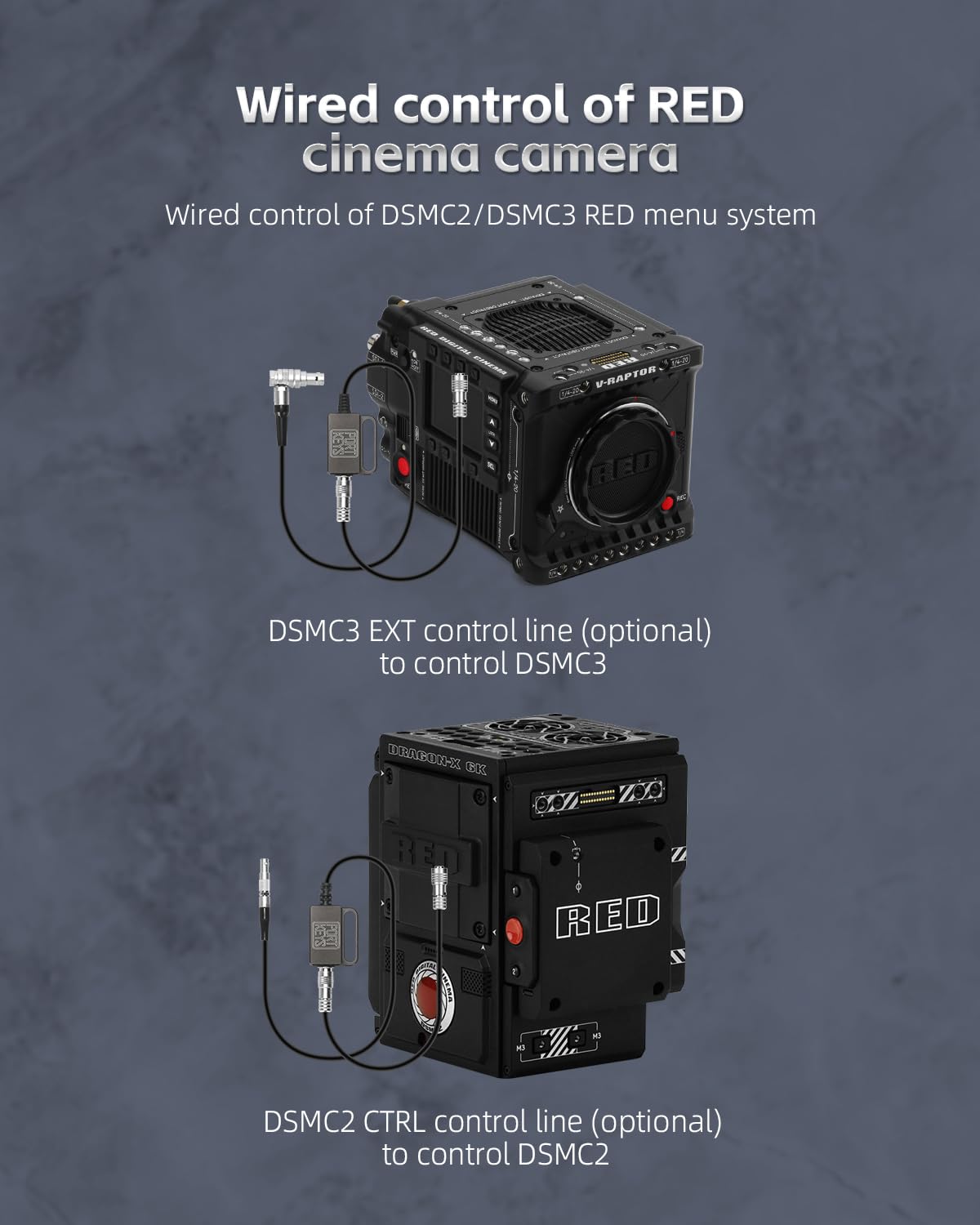 Portkeys DSMC2 Camera Monitor Control Cord - Wired Control Cable for RED DSMC2/RANGER/EPIC-W/SCARLET-W - Model DSMC2-4PIN