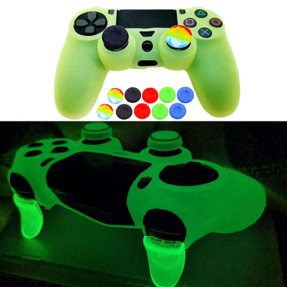 Oiokew Silicone Skin for PS4 Controller - Anti-Slip Shell Cover Case with 10 Joystick Grips - Dark Glow, Compatible with DualShock 4