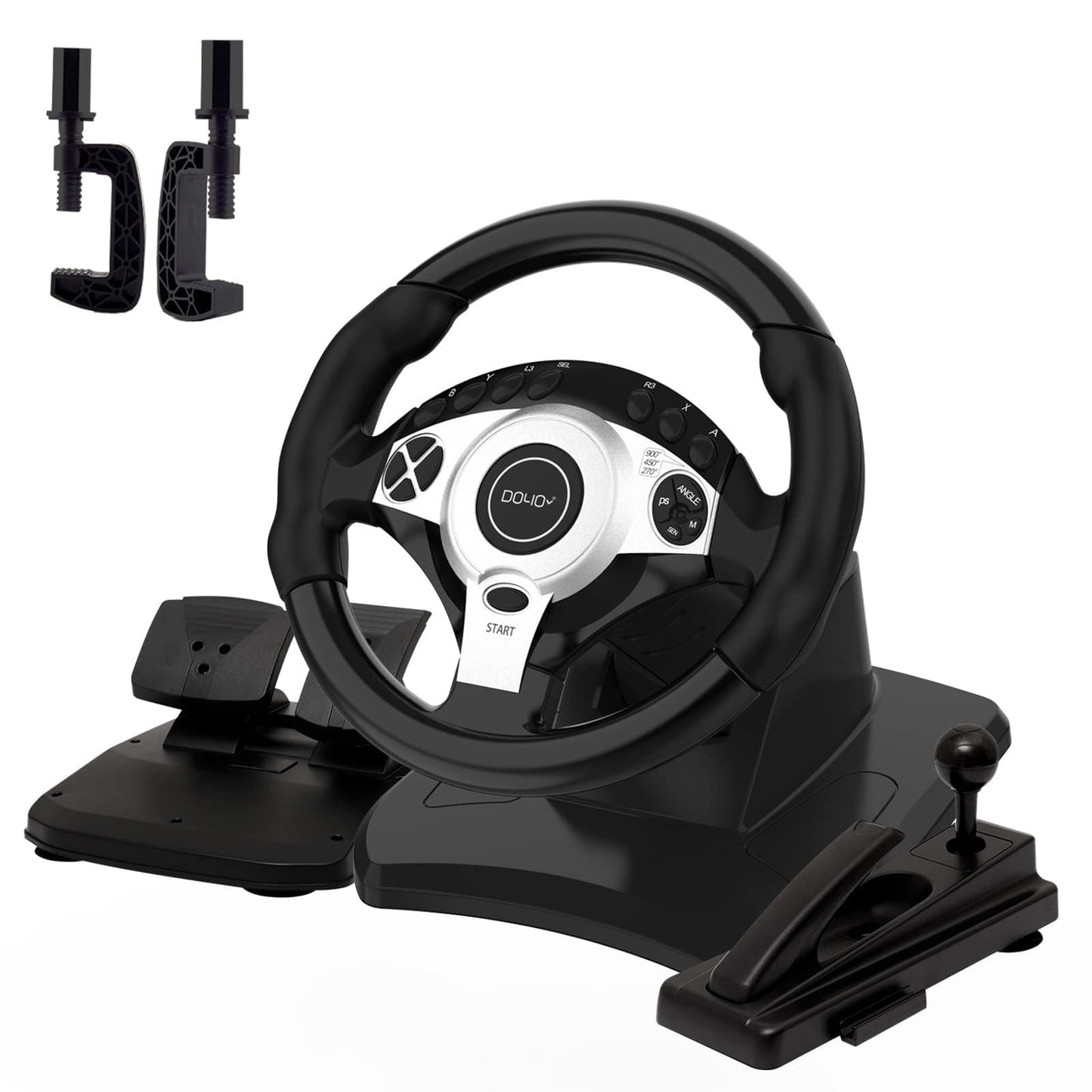 DOYO Gaming Steering Wheel and Pedals - PC Racing Wheel, 270/900  Xbox Steering Wheel with Dual Motor Vibration Feedback and Gea