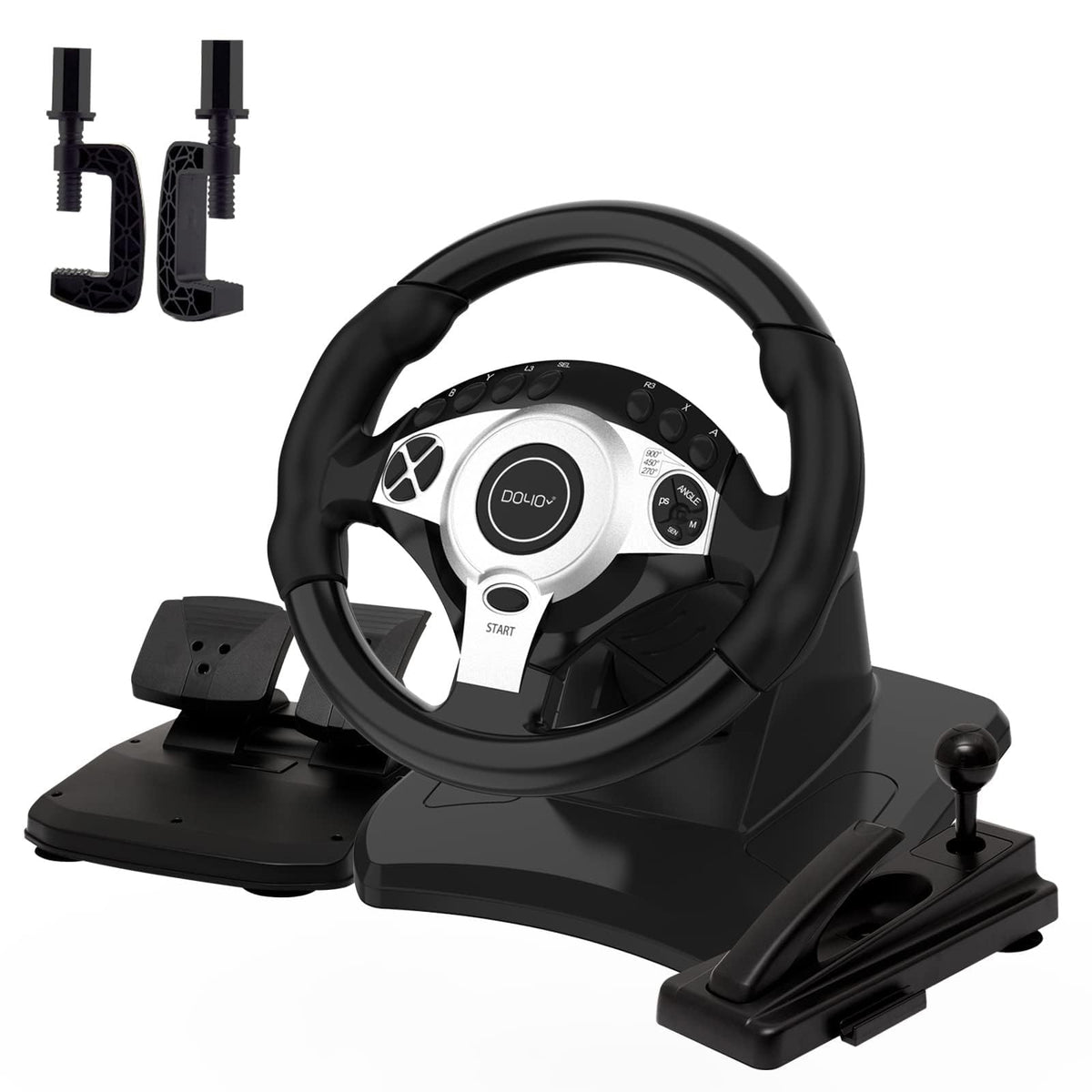 DOYO Gaming Steering Wheel and Pedals - PC Racing Wheel, 270/900  Xbox Steering Wheel with Dual Motor Vibration Feedback and Gea