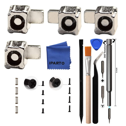 iParto Replacement Latches for Nintendo Switch/OLED Joycon - Silver Lock Buckles with Screws & Springs