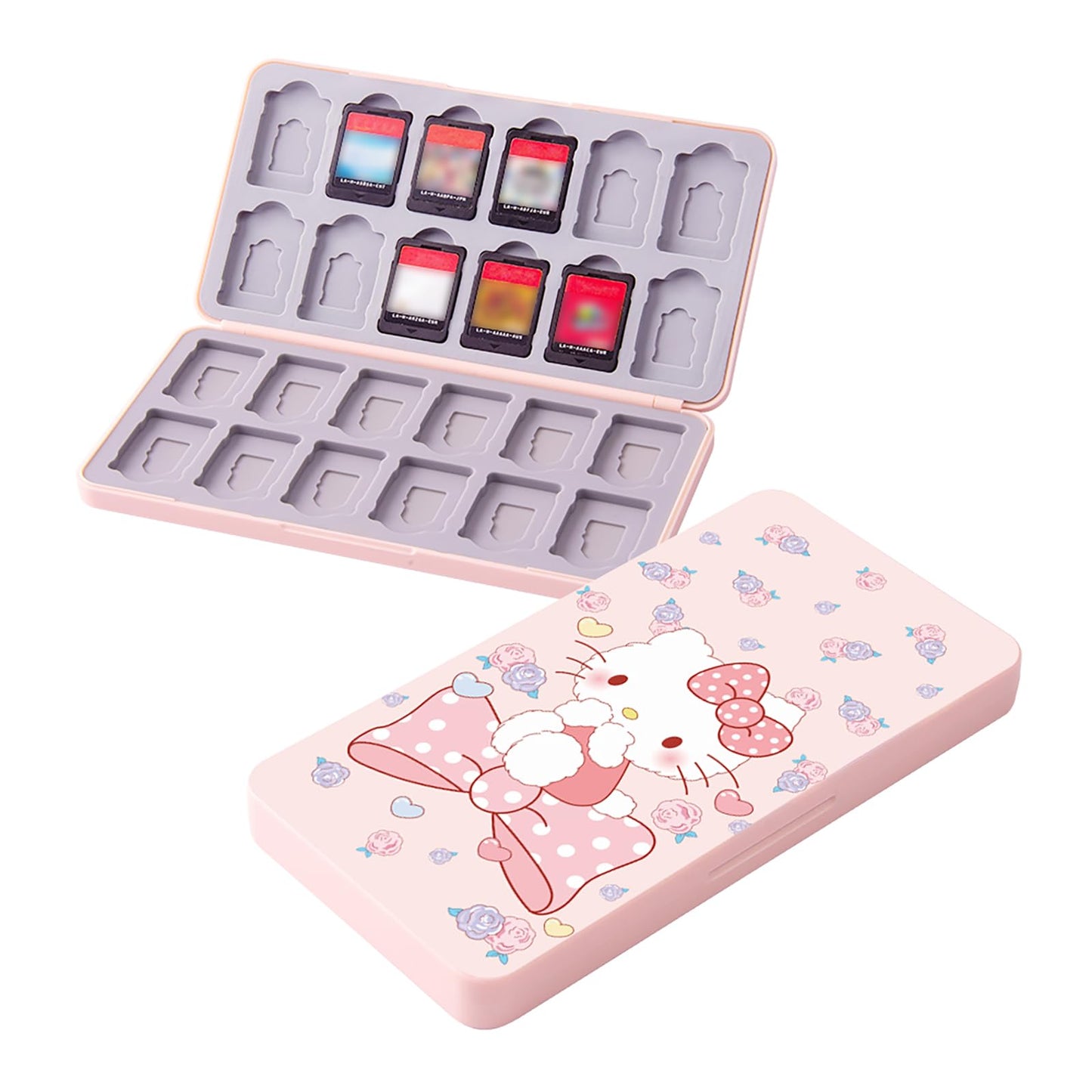 PERFECTSIGHT Cute Game Card Case for Nintendo Switch/ Switch Lite/ OLED  24 Game Holder Cartridge Case for Game Cards and 24 SD Cards  Kawaii Portable Compact Storage Box (Rose Kitty  24 Slots)