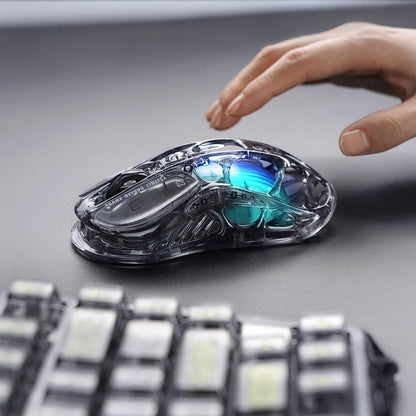 GravaStar M2 Wireless Gaming Mouse - 26,000 DPI, 5 RGB Lights, Lightweight Design, Transparent Black